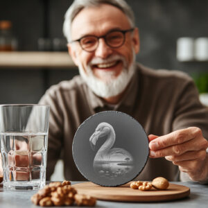 Slate Coaster Engraving File, Graceful Flamingo PNG, Wild