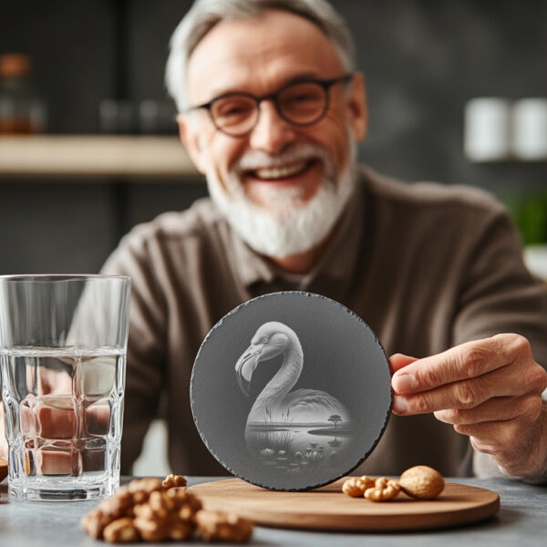 Slate Coaster Engraving File, Graceful Flamingo PNG, Wild