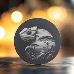Slate Coaster Engraving File, Mystic Chameleon Animal, Home