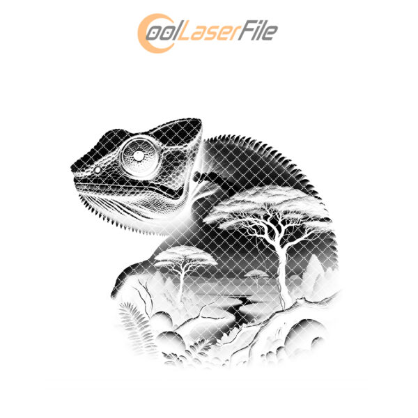 Slate Coaster Engraving File, Mystic Chameleon Animal, Home