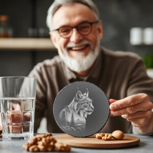 Slate Coaster Engraving File, Regal Lynx Animal Art,