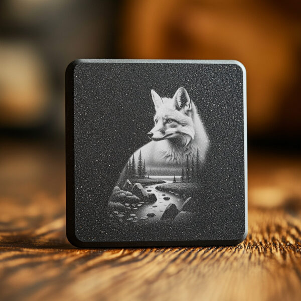 Slate Coaster Engraving File, Solitary Fox Wild Animal