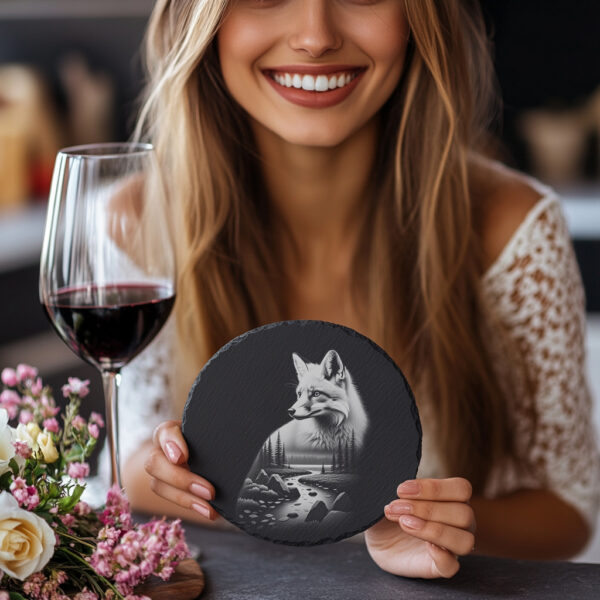 Slate Coaster Engraving File, Solitary Fox Wild Animal