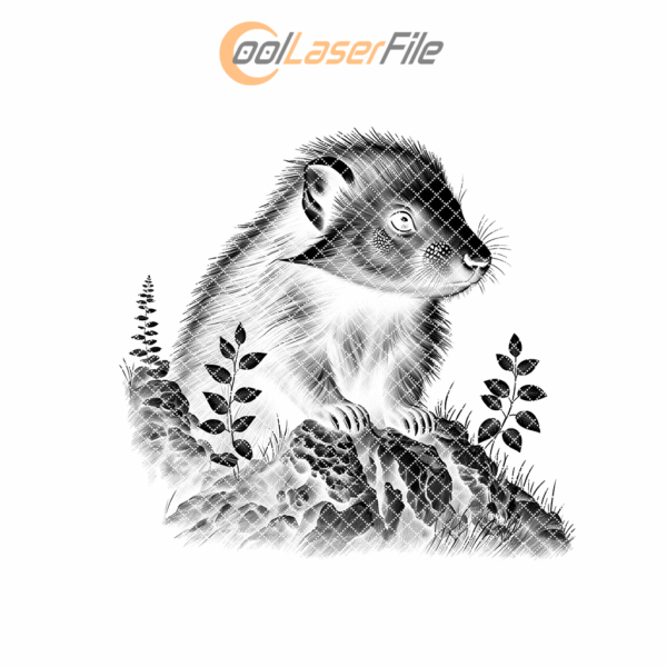 Slate Coaster Engraving File, Weasel on Rock Art,