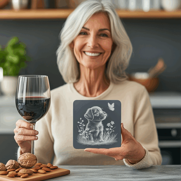 Slate Coaster Laser Engraving File, 3D Dog Illusion,