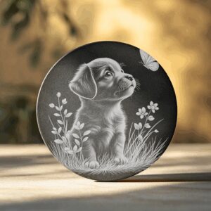 Slate Coaster Laser Engraving File, 3D Dog Illusion,