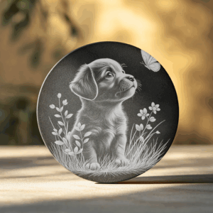 Slate Coaster Laser Engraving File, 3D Dog Illusion,