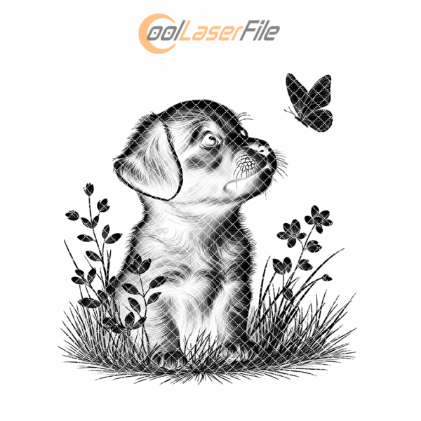 Slate Coaster Laser Engraving File, 3D Dog Illusion,