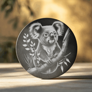 Slate Coaster Laser Engraving File, 3D Koala Design,
