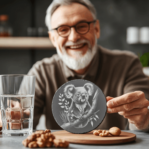 Slate Coaster Laser Engraving File, 3D Koala Design,