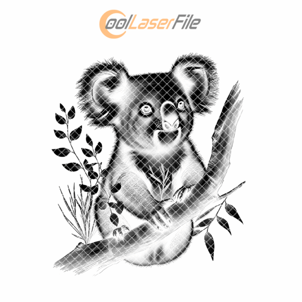 Slate Coaster Laser Engraving File, 3D Koala Design,