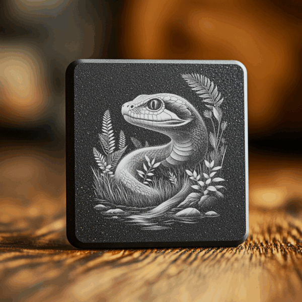 Snake In The Grass Slate Coaster Laser Engraving