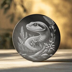 Snake In The Grass Slate Coaster Laser Engraving