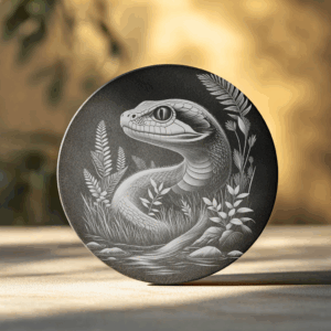 Snake In The Grass Slate Coaster Laser Engraving