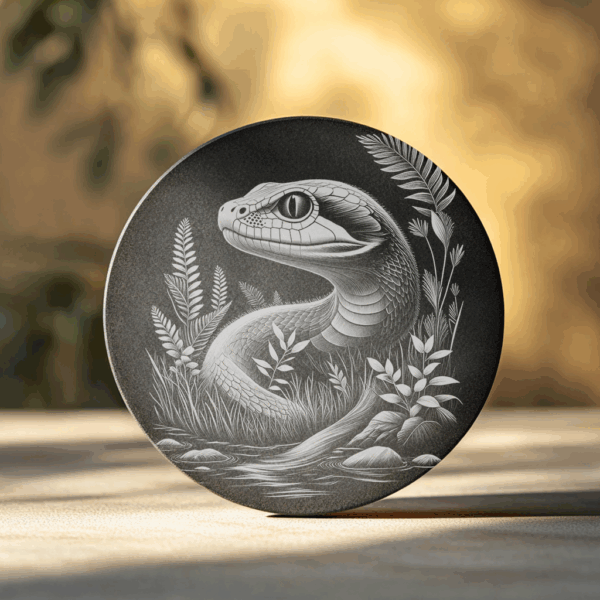 Snake In The Grass Slate Coaster Laser Engraving
