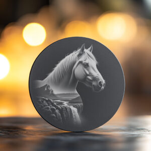 Stallion Slate Coaster Engraving File, Wild Horse Art