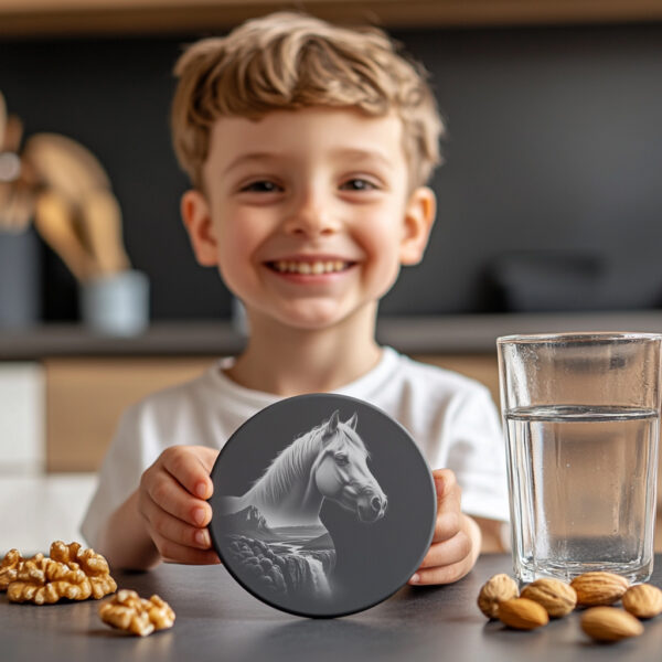 Stallion Slate Coaster Engraving File, Wild Horse Art
