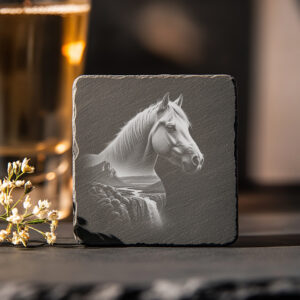Stallion Slate Coaster Engraving File, Wild Horse Art