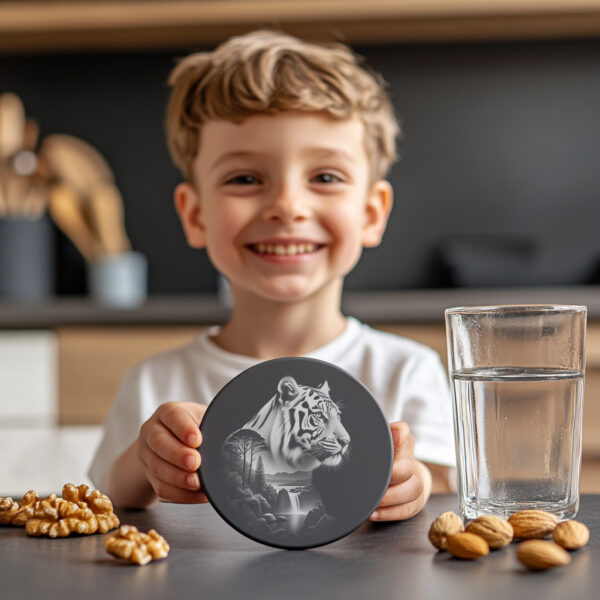 Tiger Slate Coaster Design, Wild Animal Laser Engraving