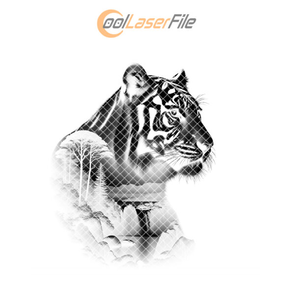 Tiger Slate Coaster Design, Wild Animal Laser Engraving
