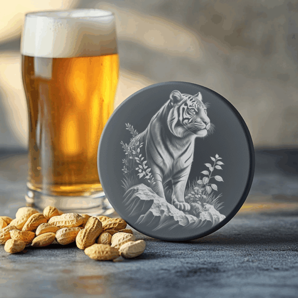 Tiger Slate Coaster Engraving File, Wildlife Art PNG