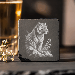 Tiger Slate Coaster Engraving File, Wildlife Art PNG