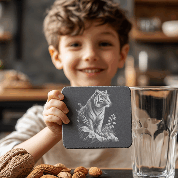 Tiger Slate Coaster Engraving File, Wildlife Art PNG