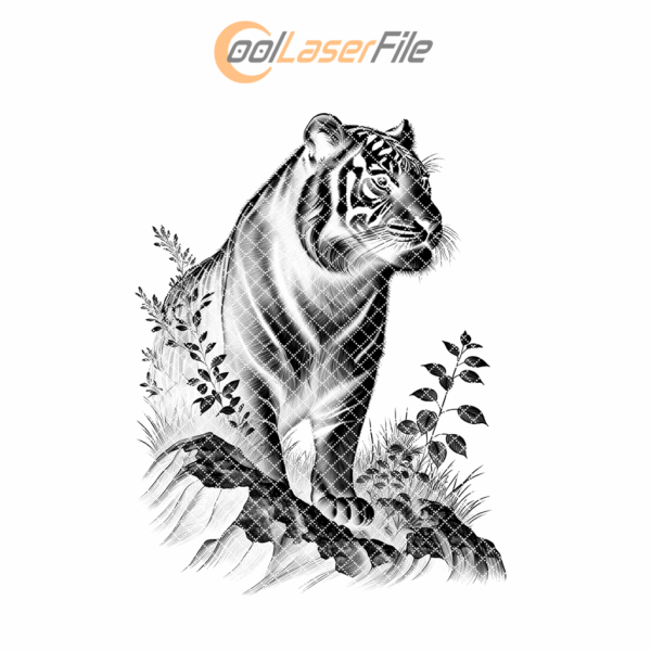 Tiger Slate Coaster Engraving File, Wildlife Art PNG