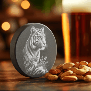 Tiger Slate Coaster Laser Engraving Design, Wildlife Art