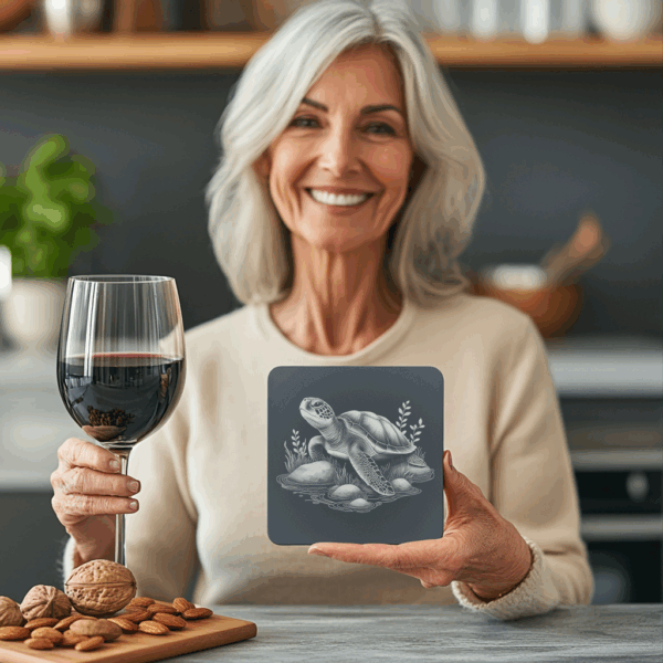 Turtle Slate Coaster Laser Engraving Template, Water Theme