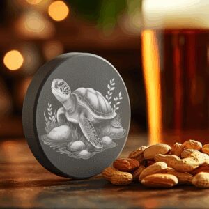 Turtle Slate Coaster Laser Engraving Template, Water Theme