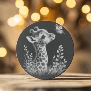 Wild Giraffe PNG Engraving File for Slate Coaster,