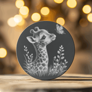 Wild Giraffe PNG Engraving File for Slate Coaster,