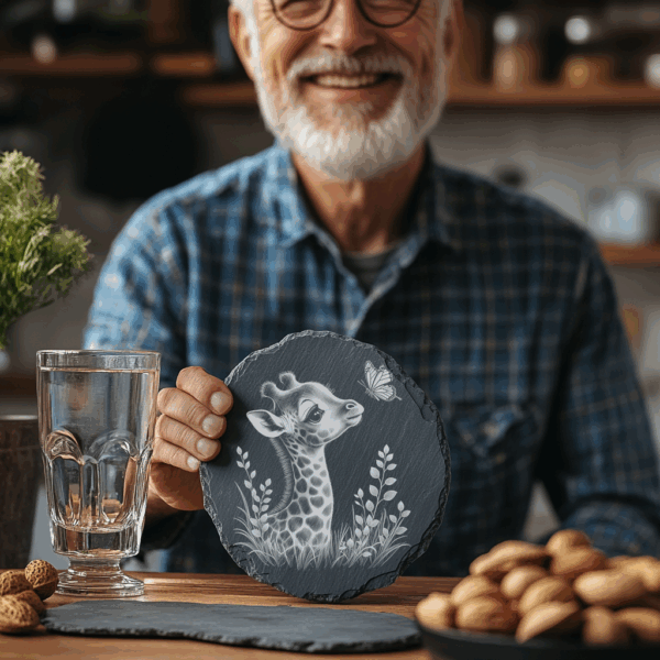 Wild Giraffe PNG Engraving File for Slate Coaster,