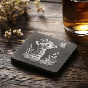 Wild Giraffe PNG Engraving File for Slate Coaster,