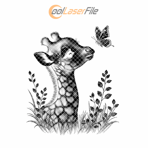 Wild Giraffe PNG Engraving File for Slate Coaster,
