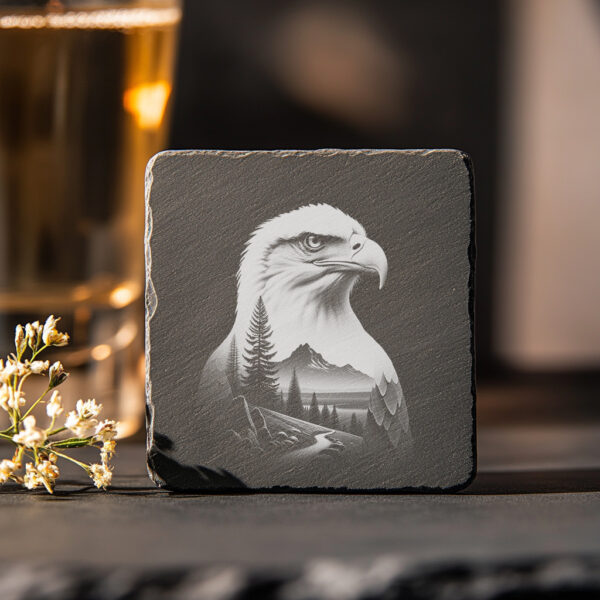 Wild Hawks Slate Coaster Engraving File, Animal Double