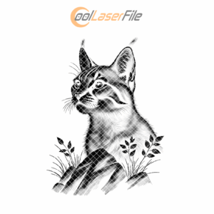 Wild Lynx Slate Coaster Engraving, 3D Illusion PNG,