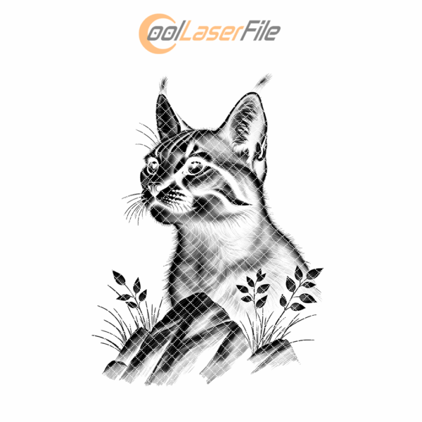Wild Lynx Slate Coaster Engraving, 3D Illusion PNG,
