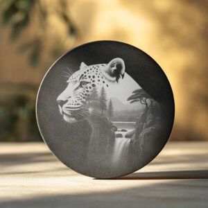 Wild Panther Laser Engraved Slate Coaster Design, Wildlife