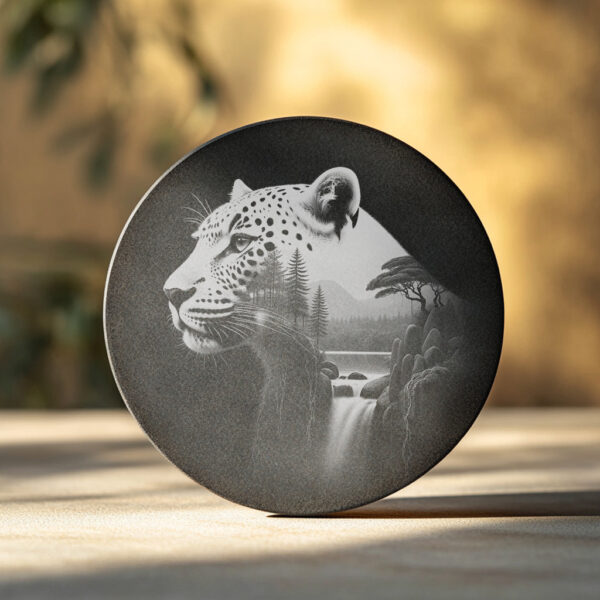 Wild Panther Laser Engraved Slate Coaster Design, Wildlife