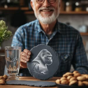 Wildlife Gorilla Double Exposure Slate Coaster Laser Engraving