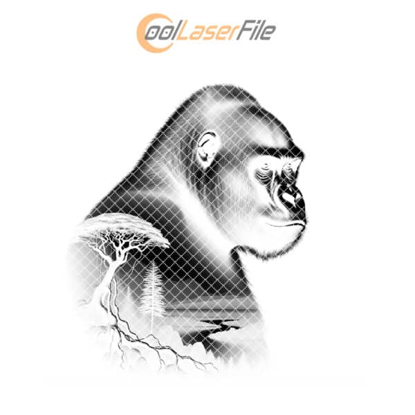 Wildlife Gorilla Double Exposure Slate Coaster Laser Engraving