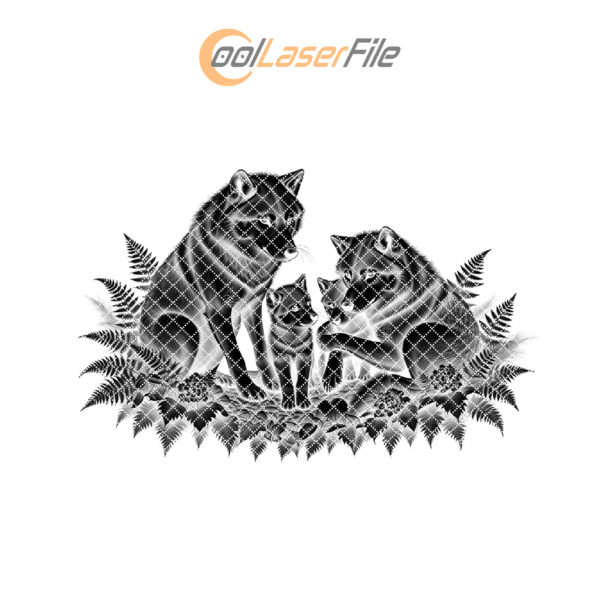 Wolf Family Slate Cheese Board Engraving File, Nature
