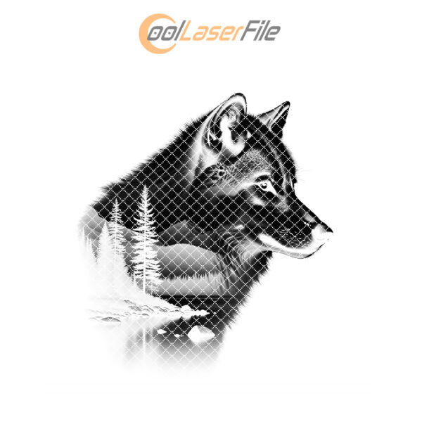 Wolf Slate Coaster Design, Wild Animal Laser Engraving