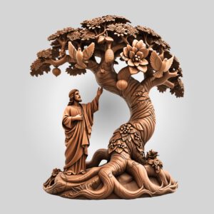 3D Illusion Laser Engraved Jesus Tree Scene, Inspirational