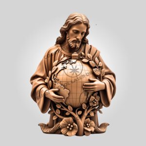 3D Illusion Laser Engraving File, Jesus Holding World,