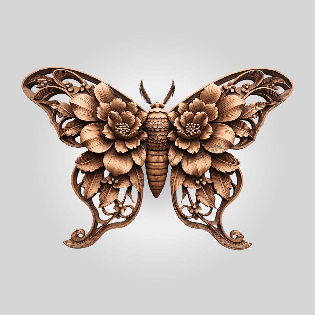 Moth Incarving 3D Illusion Laser Engraving File, Moth Art, Unique Nature Home Decor ...