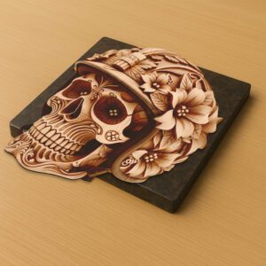 3D Illusion Laser Engraving File, Ornate Skull Helmet