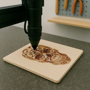 3D Illusion Laser Engraving File, Ornate Wooden Skull,